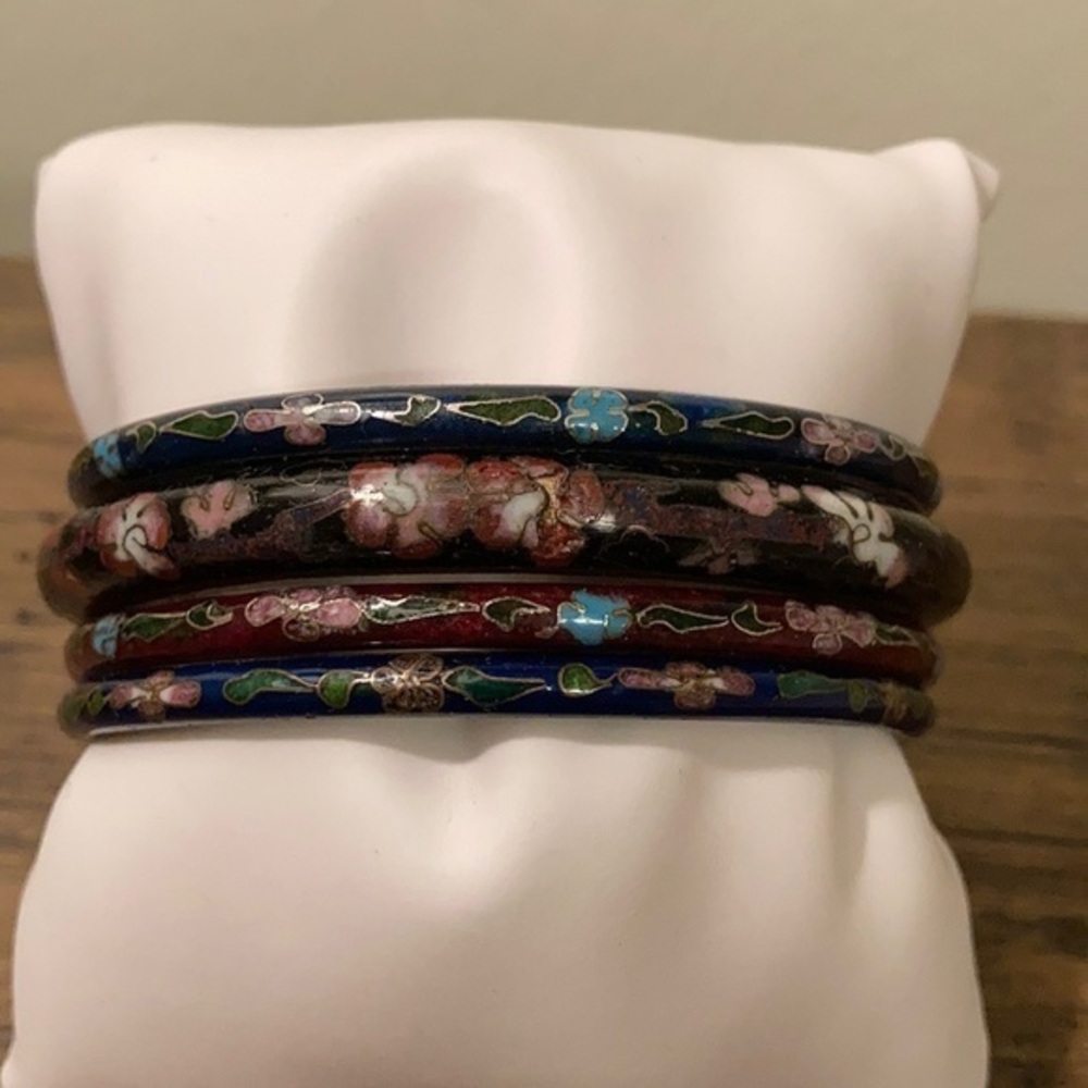 Set of vintage cloisonné bangle bracelets
